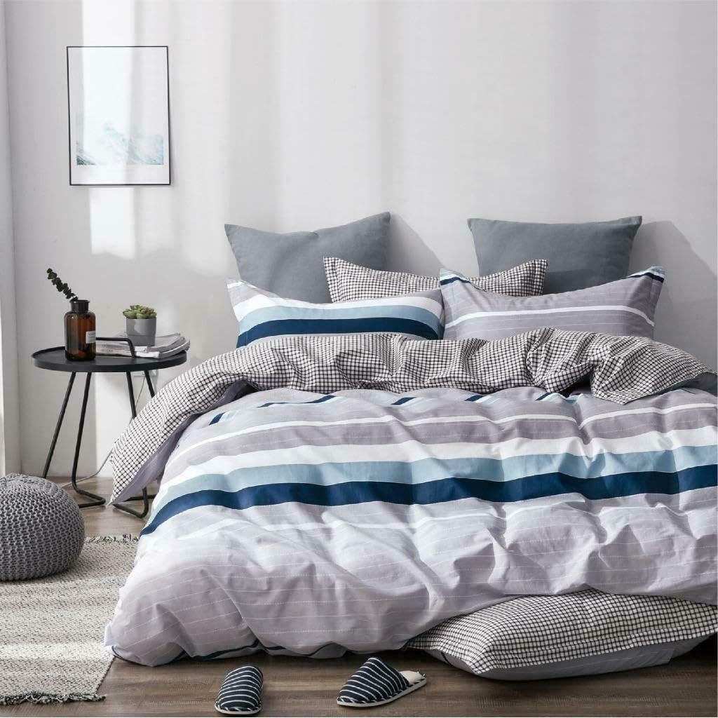 100% Cotton Quilt Doona Duvet Cover Set - Soft and Breathable - 9 Designs - 6 Sizes (1, Super King)