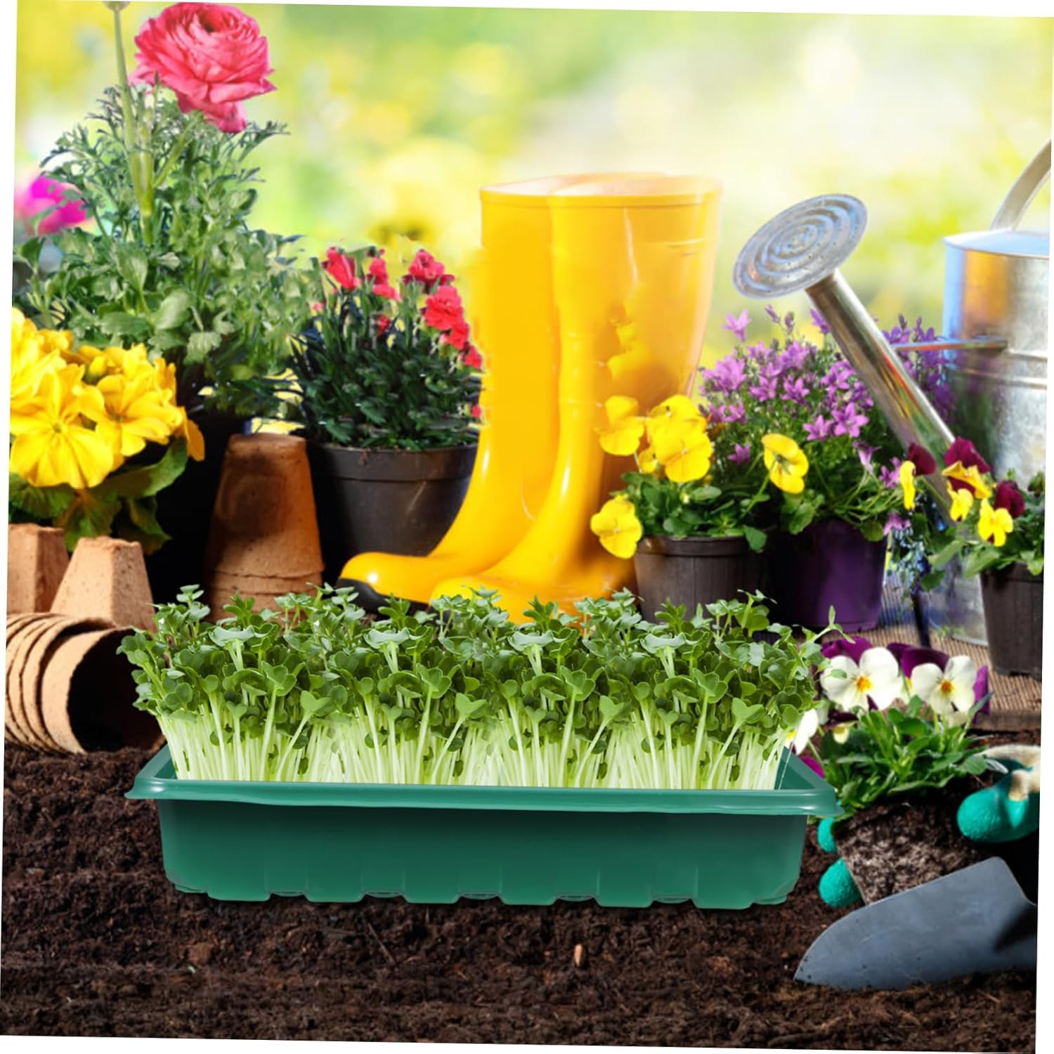 CANIGHT Plant Growing Tray Ventilated Design for Germination Nursery Supply for Indoor and Outdoor Gardening for Flowers Fruits and Vegetables image number 3