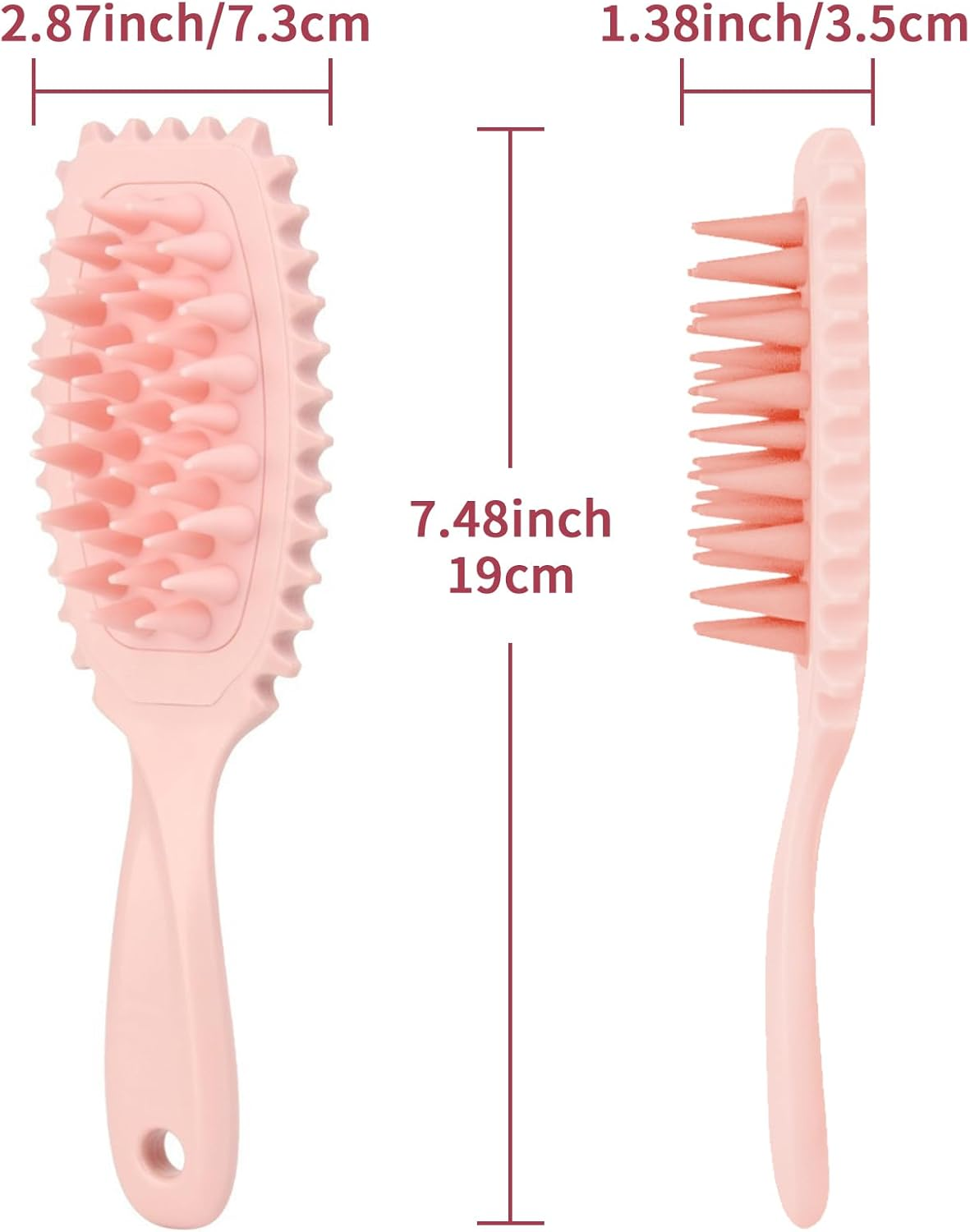 Wesoke Curl Defining Brush & Scalp Massager, Curly Hair Brush for Detangling, Shaping and Defining Curls for Women Men, Long Shampoo Brush with Soft Silicone Bristles for Hair Care Relaxation, Pink image number 1