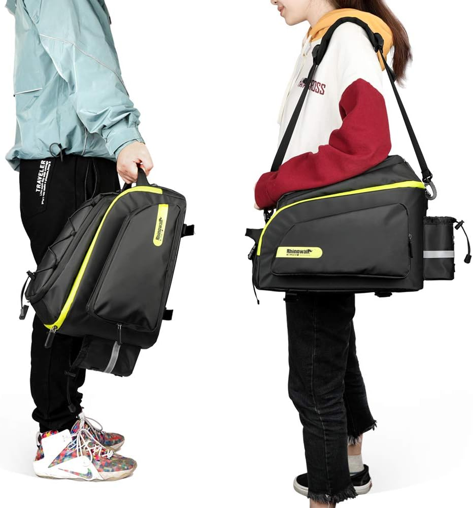 Rhinowalk Bike Bag Bike Trunk Bag Bike Pannier Bag 17L for Bicycle Cargo Rack Saddle Bag Shoulder Bag Laptop Pannier Rack Bicycle Bag Professional Cycling Accessories-Black image number 6