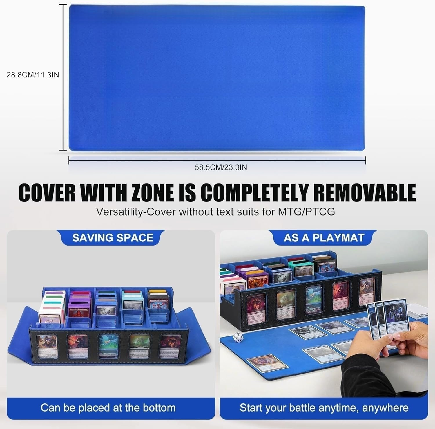 Cyperever Trading Card Storage Box with Commander Display, 5-Row Deck Case with Removable Lid, 5 Toploaders, 5 Stoppers, 48 Dividers,1 Dice Tray, 3900+ Card Deck Box for MTG TCG Sports Cards image number 4