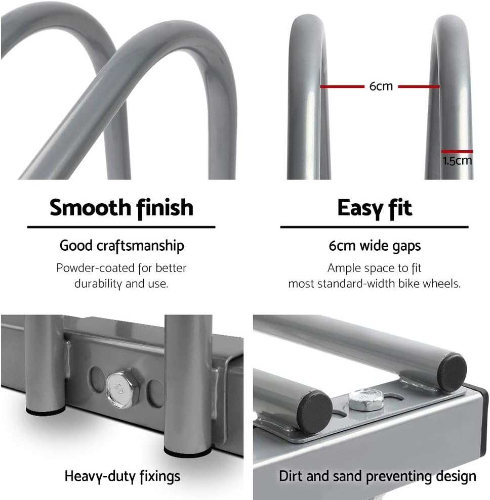 Weisshorn 6 Bike Stand Storage Rack, Road Bikes Holder Foot Floor Parking Stands Balance Bicycle Storages Outdoor Garage Park Tool Cycling Equipment, Steel Construction Silver image number 5