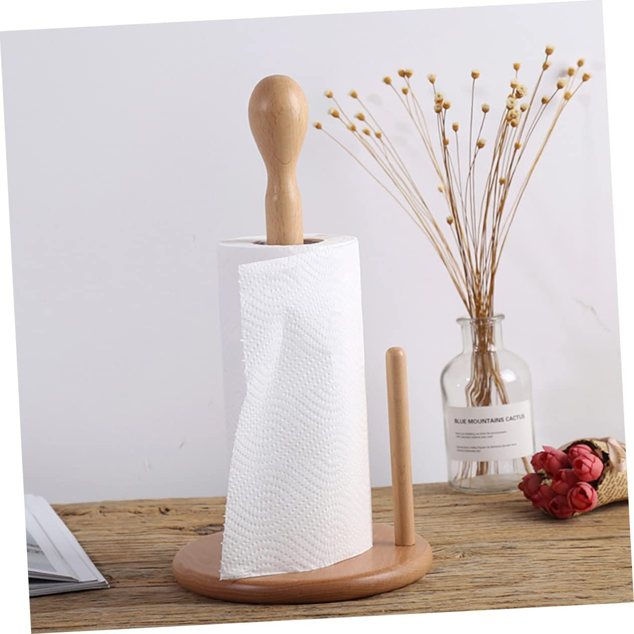 SHOWERORO Holder for Kitchen Bathroom Upright Tissue Stand Paper Roll Storage Shelf Household Supply for Countertop Use image number 2