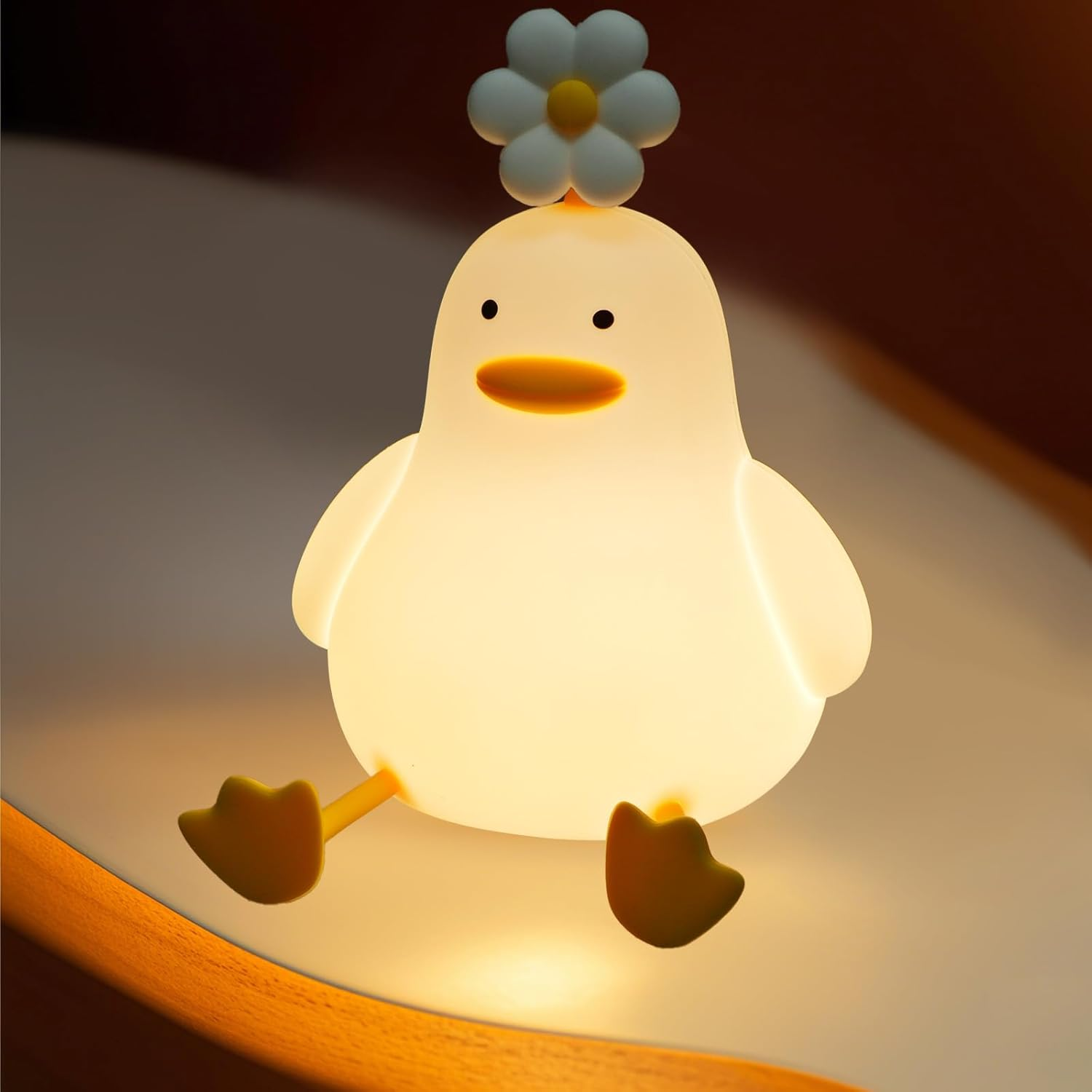 LED Night Light for Kids Warm White Dimmable Changing Kids Night Light,Portable Rechargable Nightlight for Kids Room,Silicone Baby Night Light(Duck) image number 3