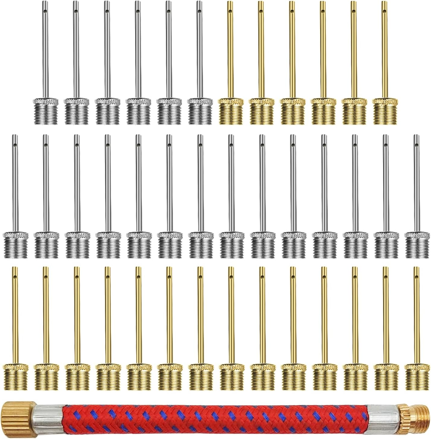 40 Pack Ball Pump Inflation Needle, Stainless Steel Air Pump Needle, with a Pump Needle Adaptor Hose, Inflate Pump Needle for Football Basketball Soccer Volleyball Rugby and Other Sports Balls image number 4