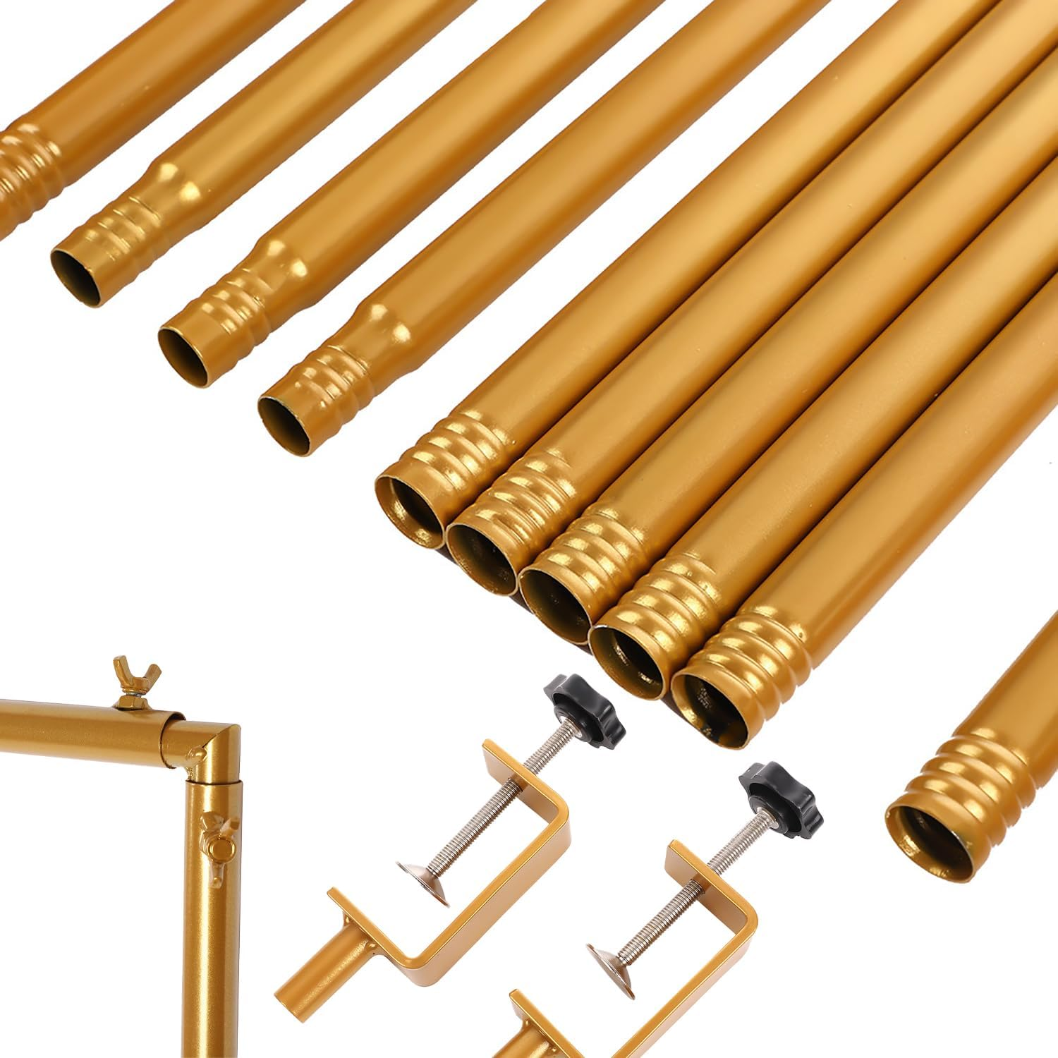 Table Rod Stand with Clamps Adjustable 40-120 Cm Tall 80Cm-260 Cm Length,Gold Metal Balloon Arch Stand,Perfect for Wedding Decor,Arch Backdrop, Parties,Wedding Arch, and Celebrations image number 2