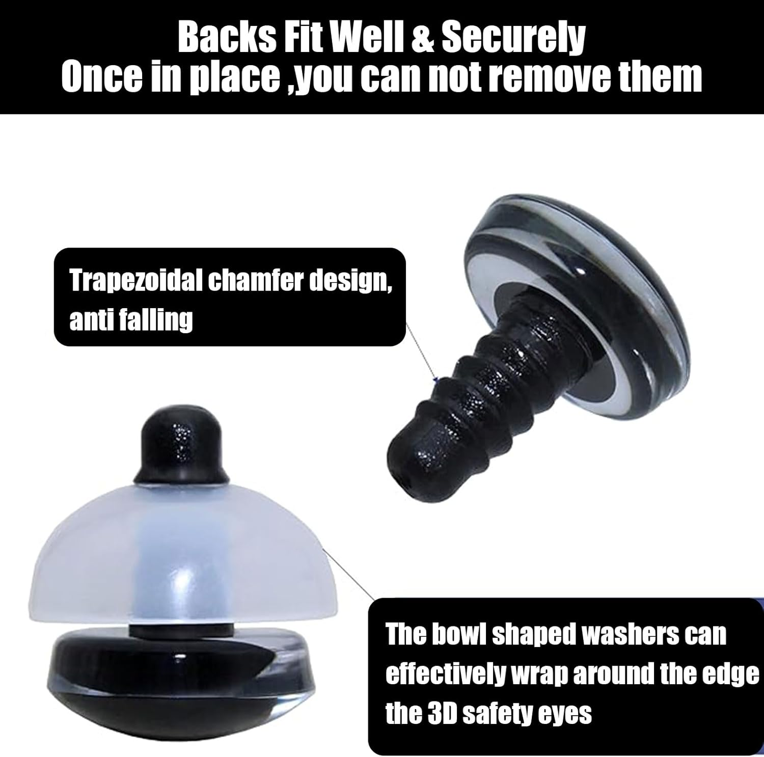 Xolixorium 3D Glitter Safety Eyes with Washers 8 Colours Strabismus Eyes for Amigurumi Crochet Dolls DIY Craft Toy Making Supplies (25Mm) image number 2