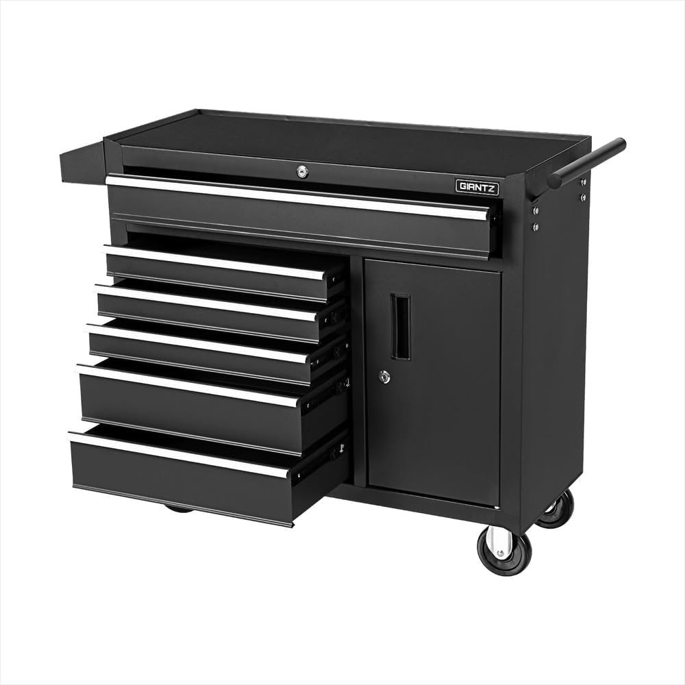 Giantz 6 Drawers Large Tool Chest Trolley, Lockable Toolbox Tools Storage Box Cabinet Cart Garage Storage Organiser Boxes, 100Kg Capacity Heavy Duty with Wheels Brake Sturdy Construction Black image number 6