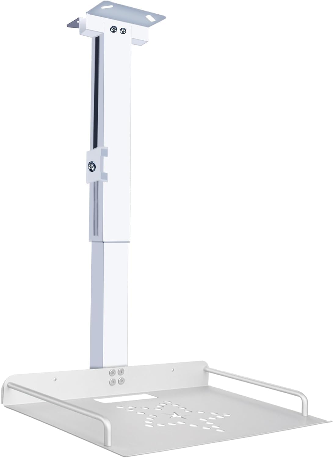 2-Be-Best Universal Projector Ceiling Mount with Tray, 11.8IN-20.5IN / 30CM-52CM Height Adjustable Projector Shelf Mount Extendable Ceiling Projectors Mounts Upgraded White