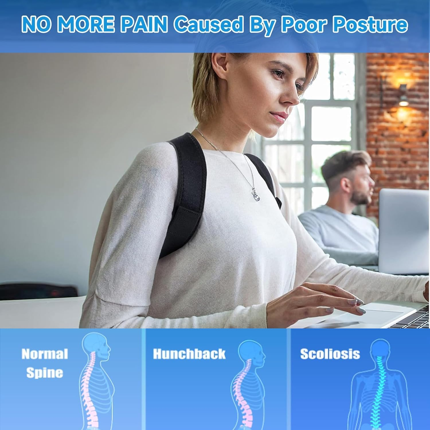 Posture Corrector for Men and Women,Back Brace,Breathable, Adjustable, Back Corrector, Scoliosis and Hunchback Correction, Back Pain, Spine Corrector, Posture Trainer image number 2