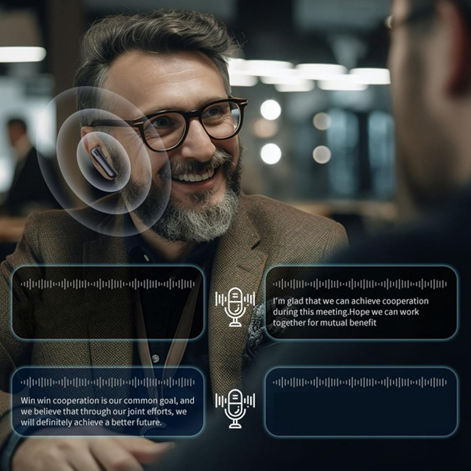 Eosnow Language Translator Earbuds,3 Translation Modes Voice Translator Earbuds,Real Time Voice Broadcasting 144 Languages Translation,For Lectures Transnational Conference image number 4