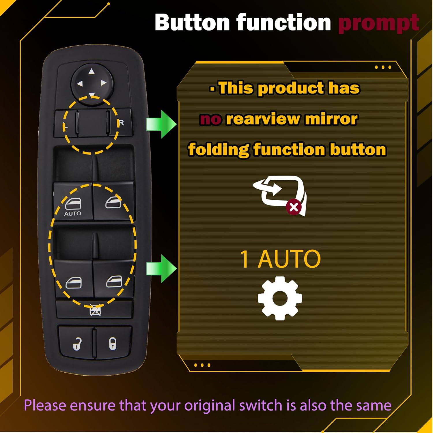 Driver Side Power Window Switch Fit for Dodge Journey 2011-2016 Accessories Replace# 68084001AD image number 2