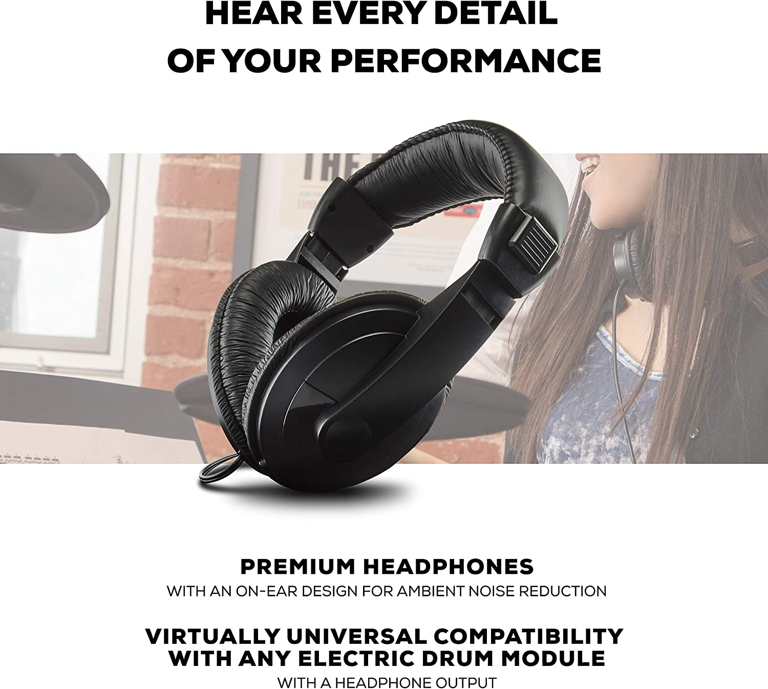 Alesis Drum Essentials Bundle &ndash; Complete Electric Drum Set Accessory Pack Including a Drum Throne and On-Ear Headphones