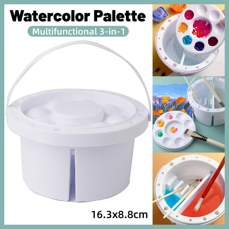 AIMALL Portable 3-In-1 Watercolour Palette - Pencil Washing Bucket with Integrated Palette, Fine Arts Paint Cleaning Tank, Compact Design for Art Students and Professionals image number 5