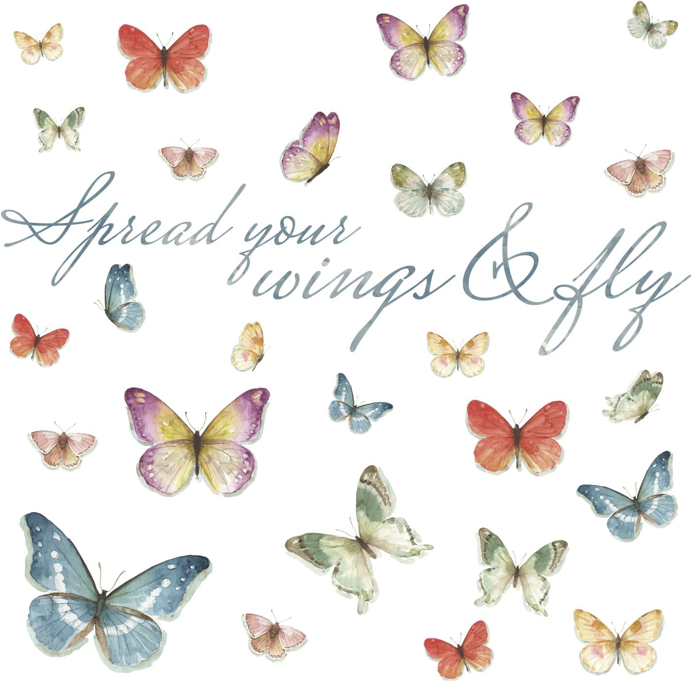 Roommates RMK3263SCS Lisa Audit Butterfly Quote Peel and Stick Wall Decals, Multicolor image number 1