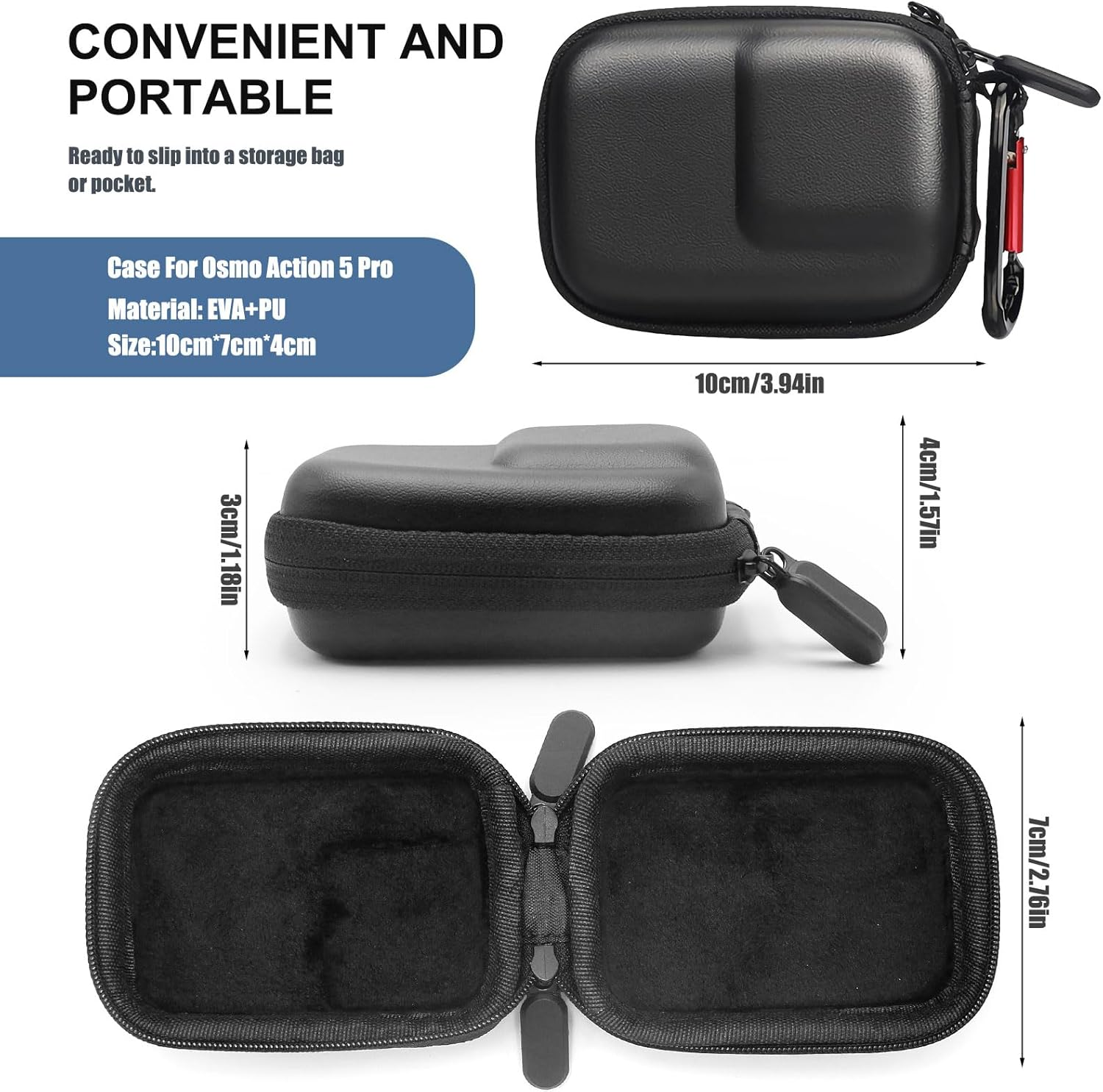 Veftsvy DJI Osmo Action 5 Pro Case Kit, Carrying Case, 9H Screen Protector, Silicone Lens Cap - Shockproof, Scratch-Resistant, Dustproof, All-Round Protection for Osmo Action 5/5Pro Camera image number 6