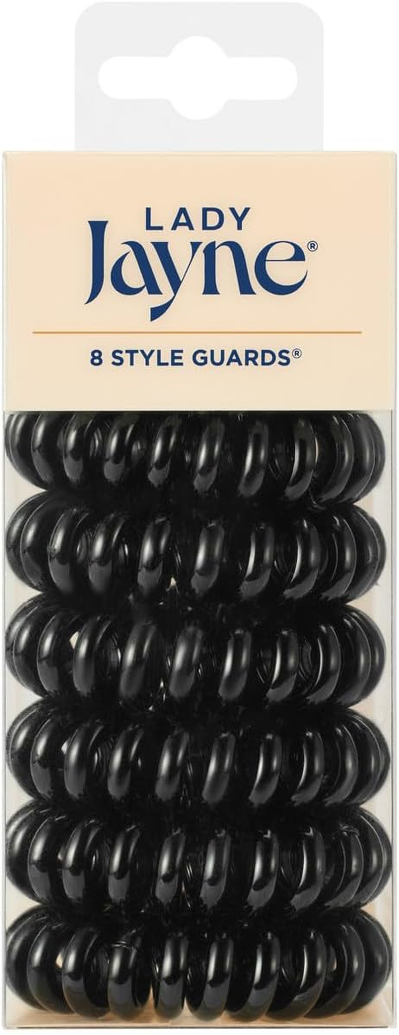 Lady Jayne Spiral Hair Elastic Black 8 Pack