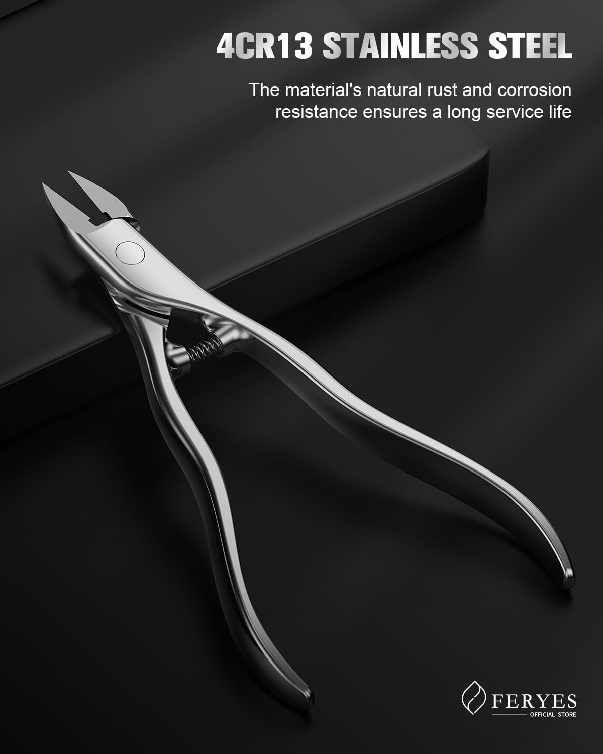 FERYES Podiatrist Straight Blade Toenail Clippers for Seniors - 4.4Inch Stainless Steel Long Handle Toe Nail Clippers, Precision Trimming for Thick & Ingrown Nails image number 4