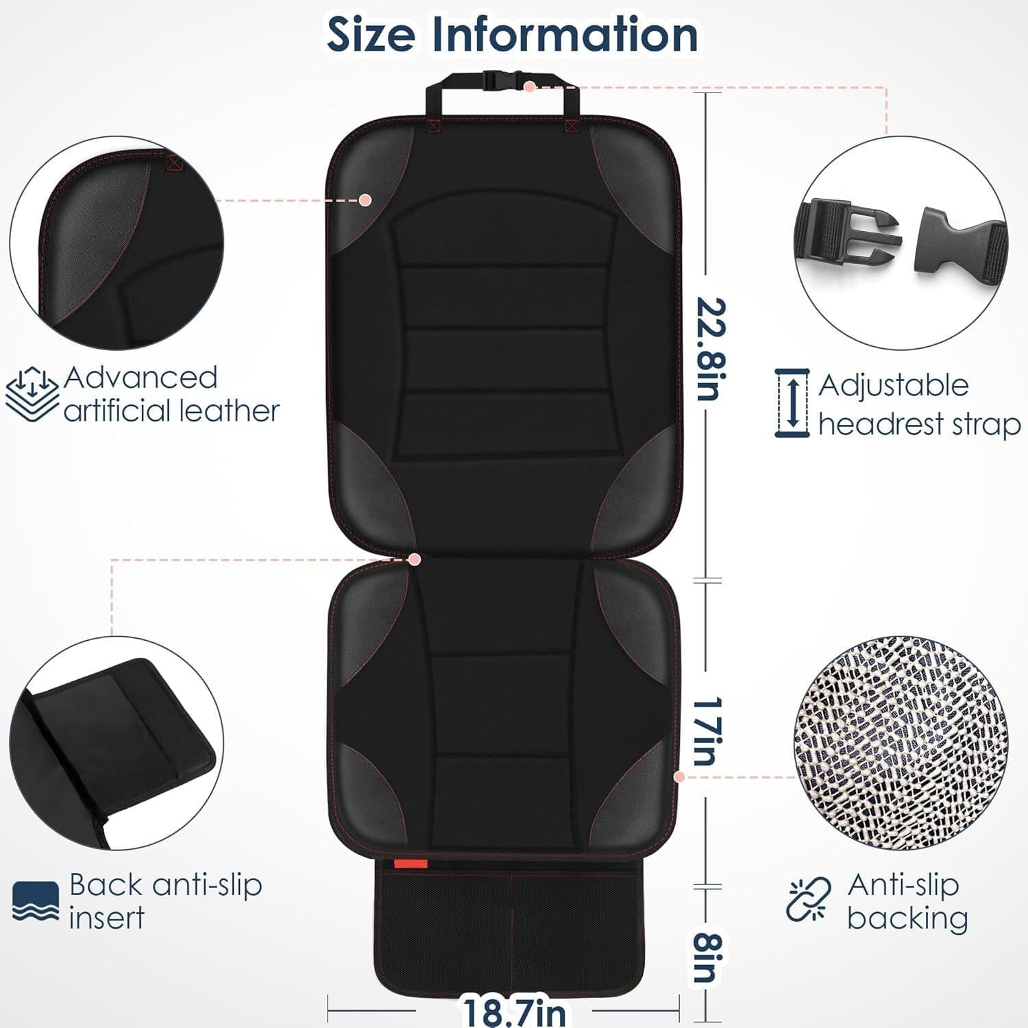 Car Seat Protector for Child Car Seat&ndash;Waterproof Non-Slip Car Seat Cover with 2 Mesh Pockets, Universal Car Accessories&Car Organiser Back Seat, Car Storage Organiser for Baby, Pets & Vehicles image number 2