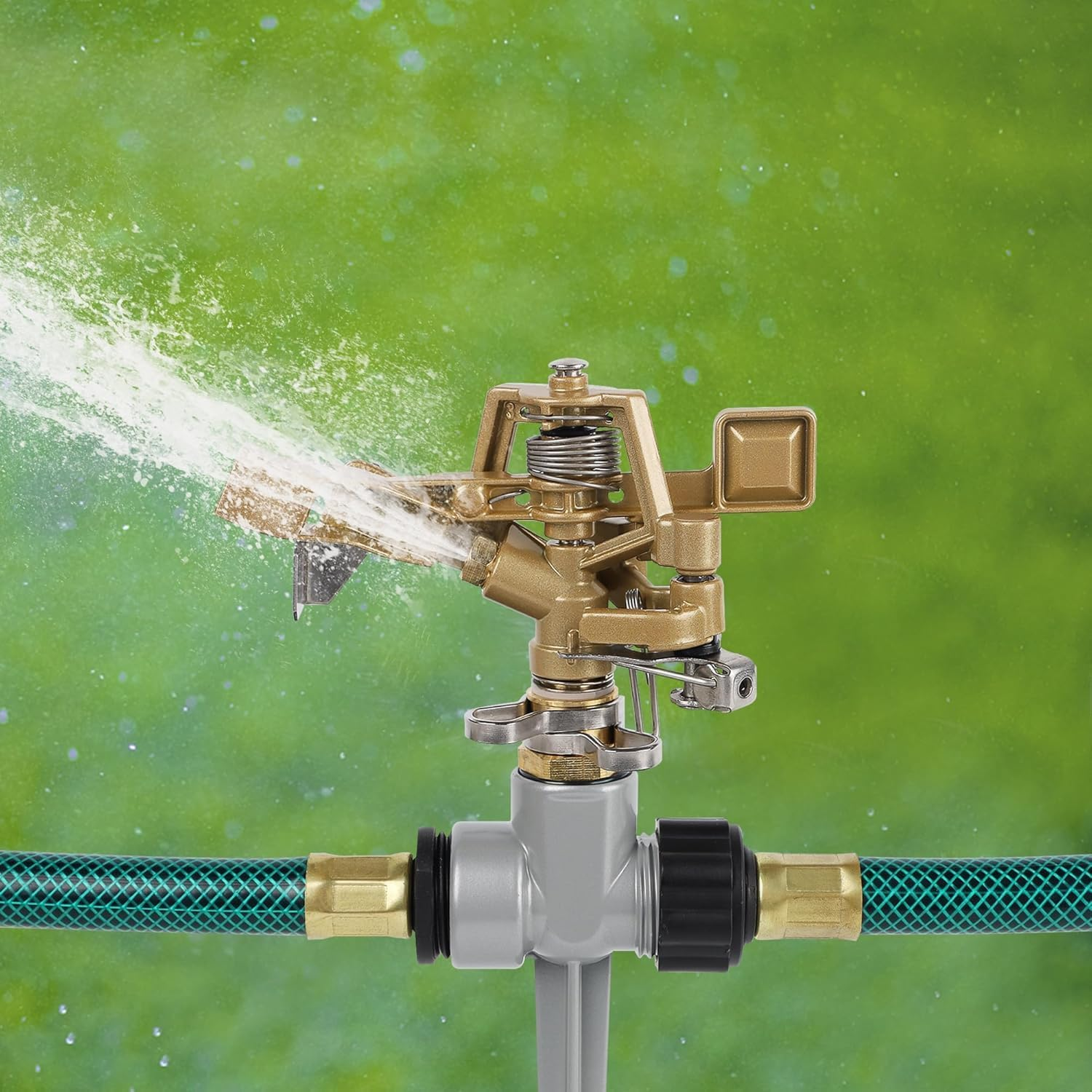 2Pcs Zinc Alloy Heavy Duty Stainless Steel Rotating Sprinkler，Adjustable 360 Degree Watering，Suitable for Large-Scale Grassland, Courtyard and Garden Irrigation image number 6