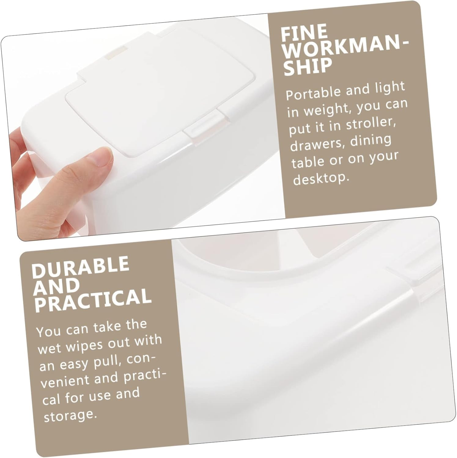 SHOWERORO 2Pcs Wipes Case Portable Wipes Storage Organizer Box Small Organizer Easy to Move image number 3