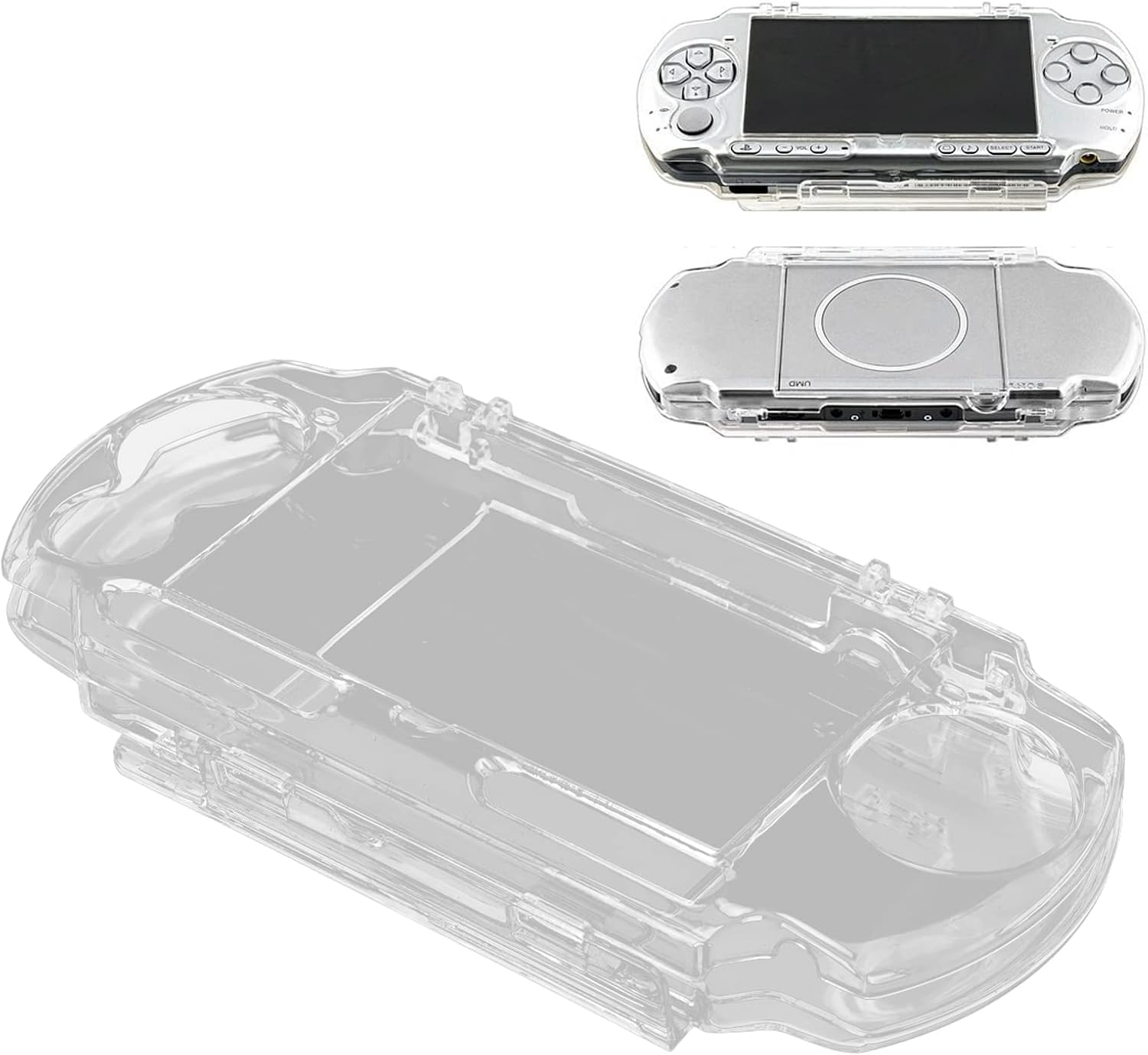 Liyquint Transparent Shockproof Hard Case for PSP 2000/3000, Scratch Resistant with Movie Bracket, Lightweight Protective Cover Compatible with PSP 2000 (Transparent) image number 2
