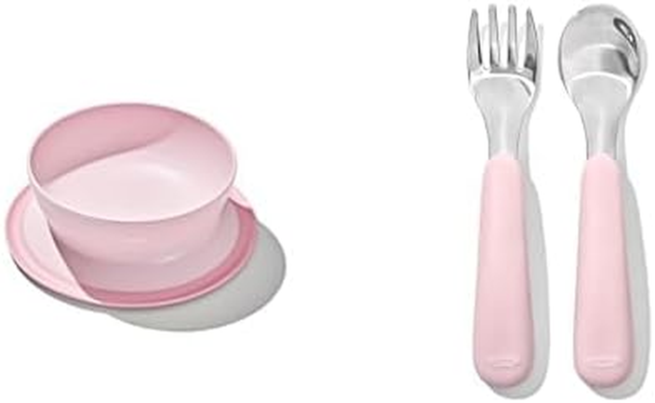 OXO Tot Blossom Stick and Stay Suction Bowl and Fork and Spoon Set