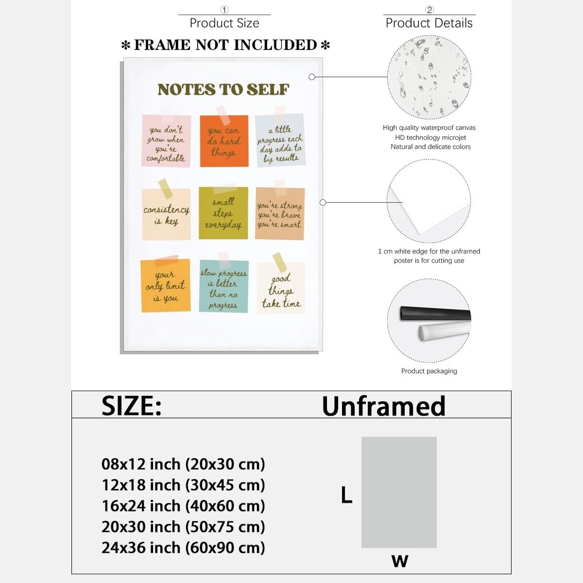 Artellix Inspirational Positive Posters Uplifting Saying Wall Art Notes to Self Motivational Quotes Prints Mental Health Artwork for Teen Room Office Dorm Bedroom Decor 8X12Inch Unframed image number 3