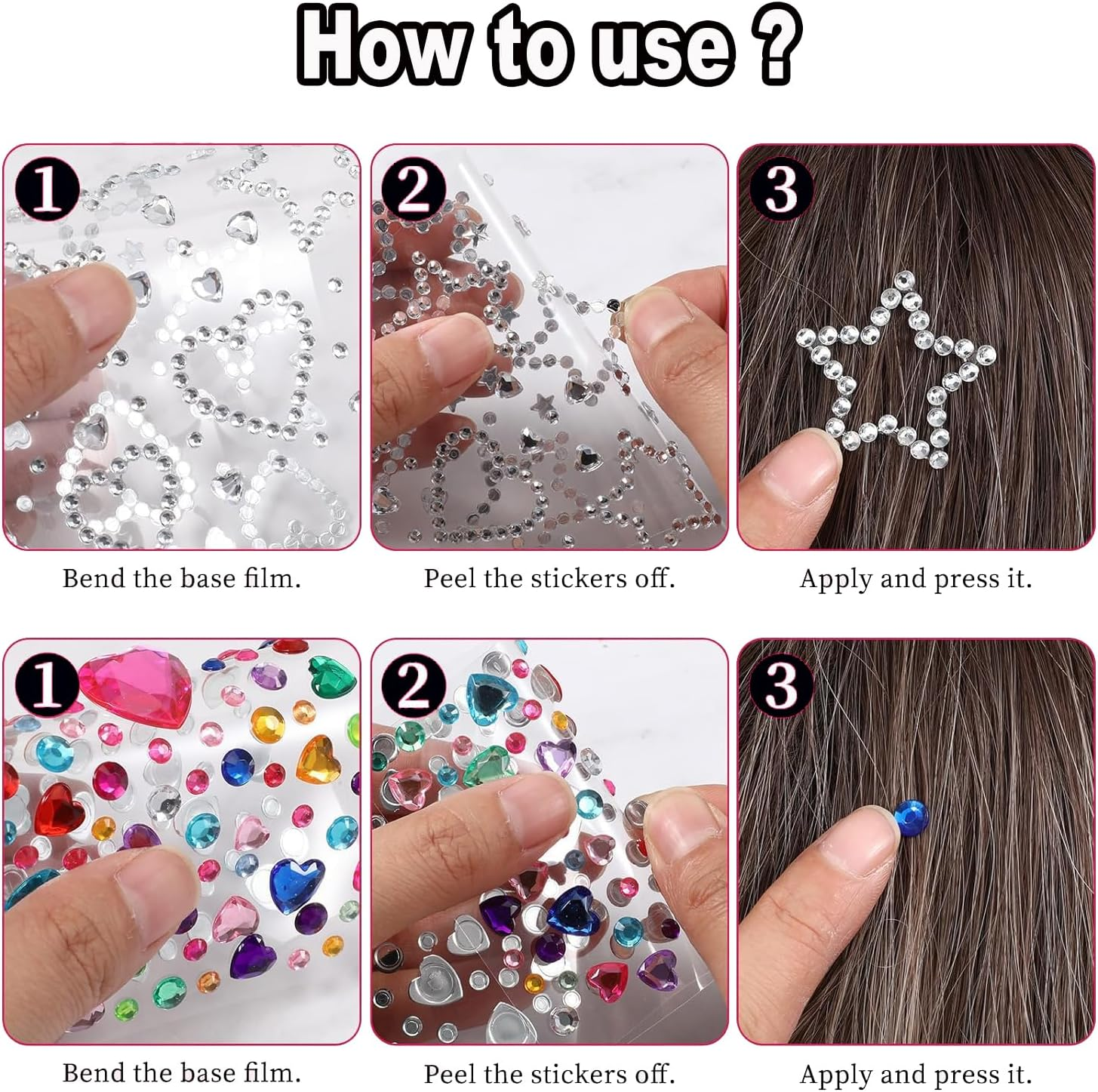 BEANPRECOY Face Gems Rhinestones Self Adhesive Gem Stickers for Women Teens Multi Purpose Body Face Hair Nail Jewels with Pearls Punk Style Waterproof Sparkling Rave Accessories for Party