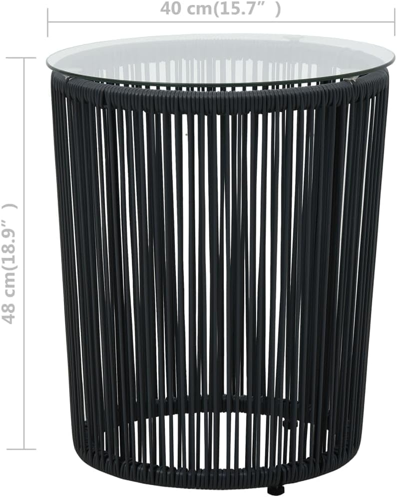 Vidaxl 3-Piece Bistro Set in Black PE Rattan, Weather Resistant Outdoor Lounge Set with Cushions, Glass Tabletop, Ideal for Patio, Garden and Terrace image number 4