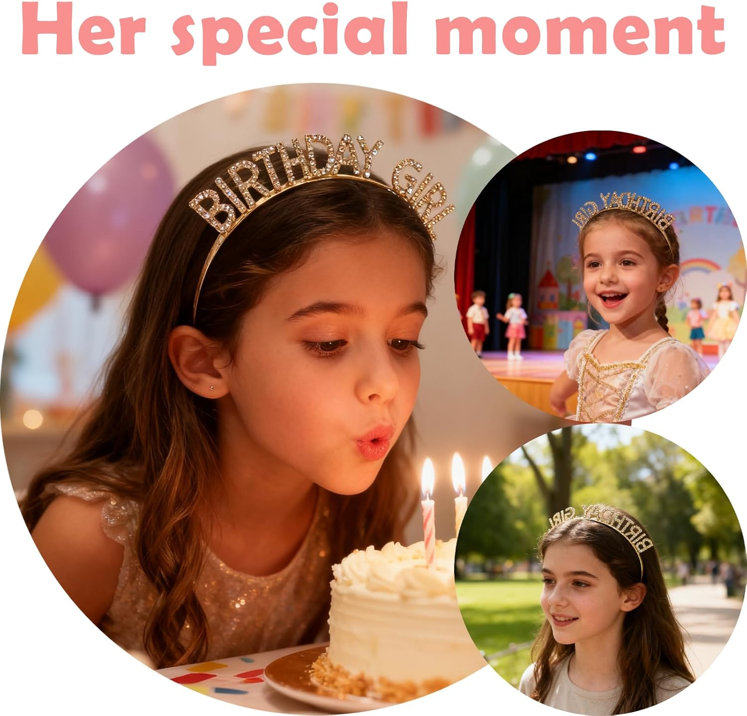 Birthday Crown and Birthday Sash, Headband Birthday Tiara and Sash for Birthday Girl, Sweet Birthday Party Accessories image number 2