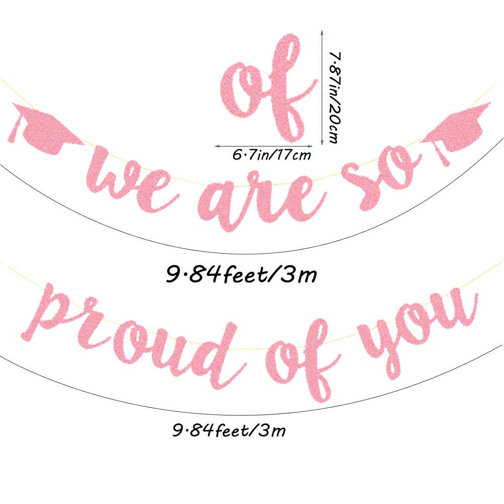 2026 Graduation Banners Party Decorations, Rose Gold Glitter We Are so Proud of You Graduation Banners Garland for Congratulation Graduations Party Supplies, School, Home, Car Decorations - Black,Gold image number 5