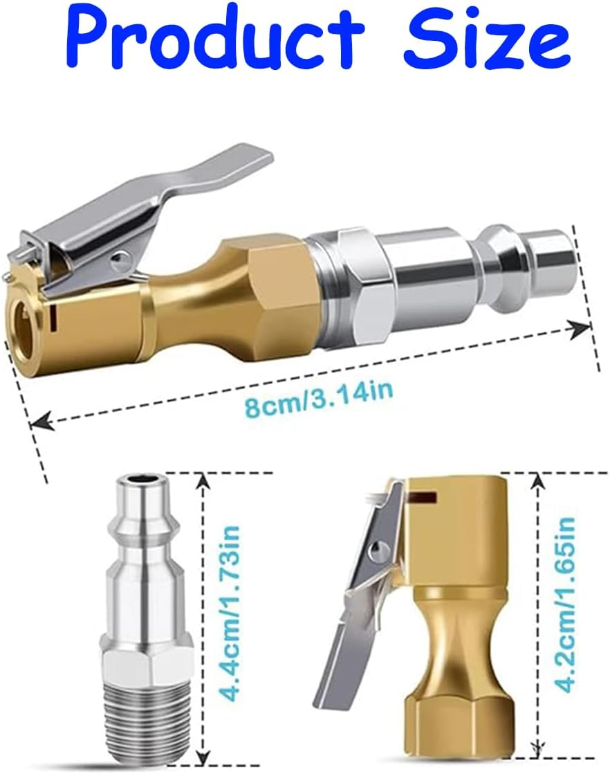 Heavy Duty 1/4" NPT Tire Air Chuck with Clip Adapter - Ideal for Tire Inflator, Pressure Gauge, and Compressor Accessories, Lock - on Design image number 3