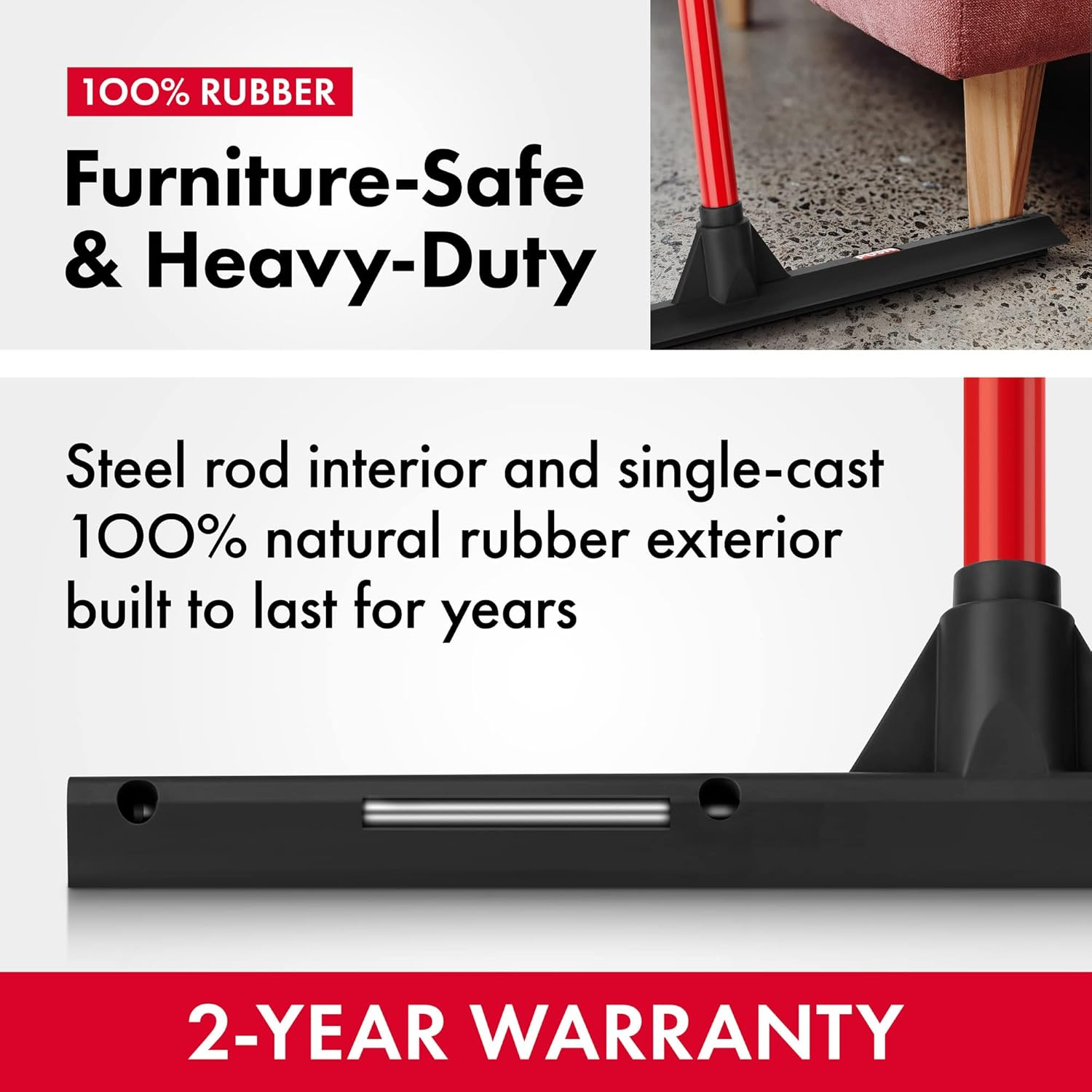 Tyroler Push & Pull Squeegee | 44Cm Rubber Head | 140Cm Anti-Rust Handle | 100% Natural Rubber | Aluminum 4-Piece Handle | Floor Squeegee Perfect for Hardwood, Marble, Tile, Garage, Indoor/Outdoor image number 5