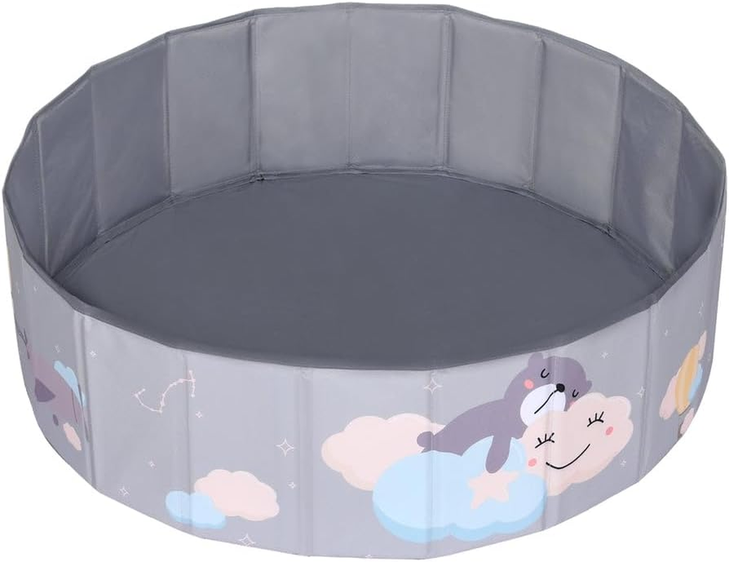 Keezi Ball Pit, 100 X 100 X 30Cm Foldable Foam Balls Pits Kids Soft Pool Playpen Barrier Ideal Gift Toys for Baby Children Toddlers, Suitable for 3-8 Years Old Grey image number 4