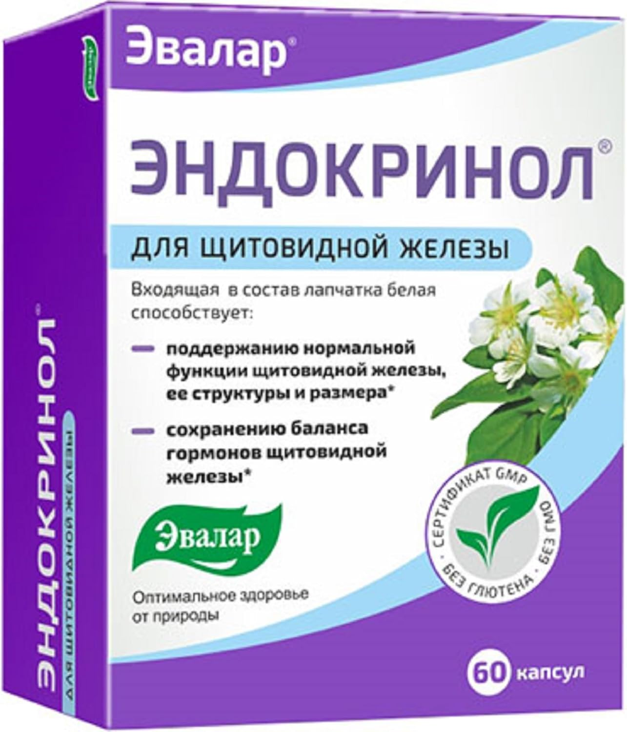 White Cinquefoil Potentilla Endokrinol Herb by Evalar 60 Caps Altai Siberia