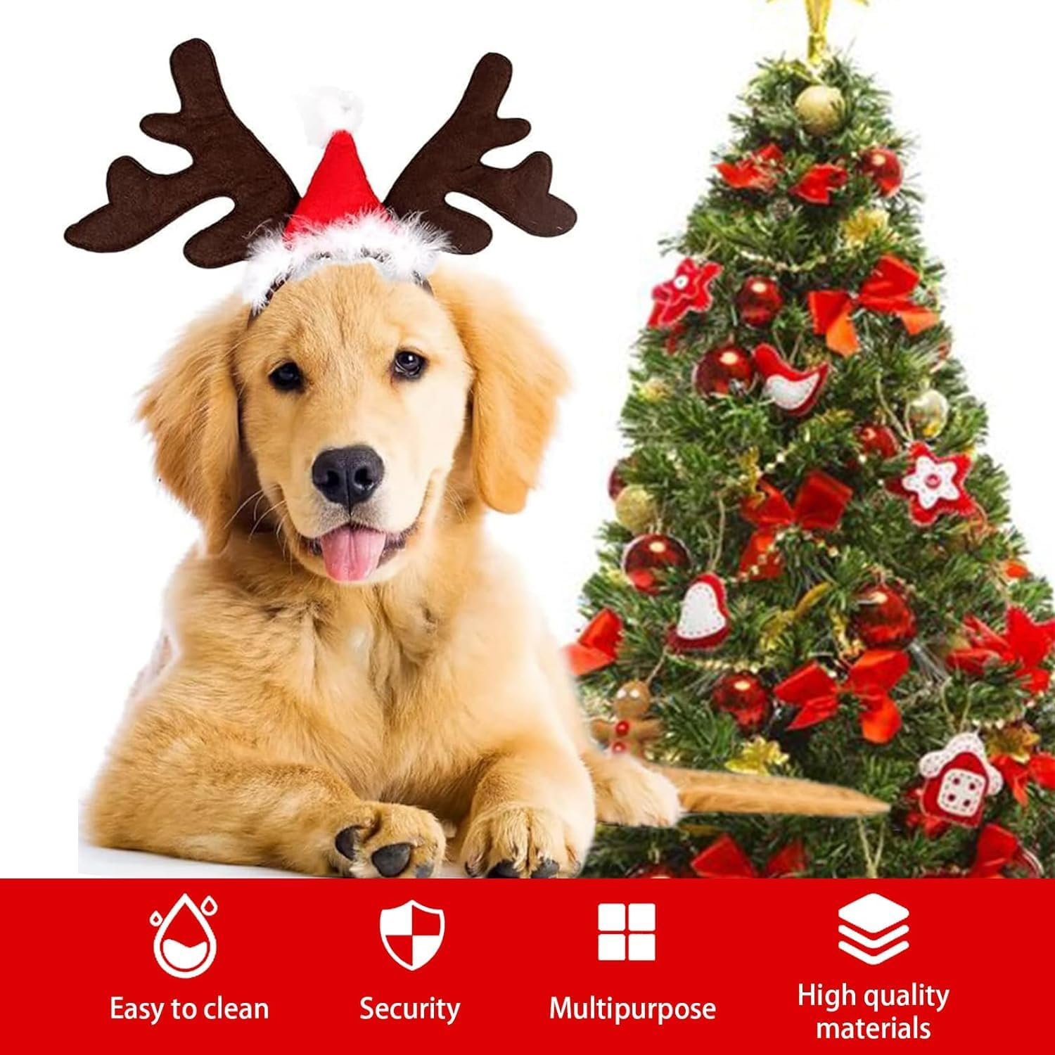 Christmas Pet Headband Dog Cat Reindeer Antlers Headband for Pet Dog Christmas Headdress for Dogs for Costume Outfit for Dogs Cats image number 6