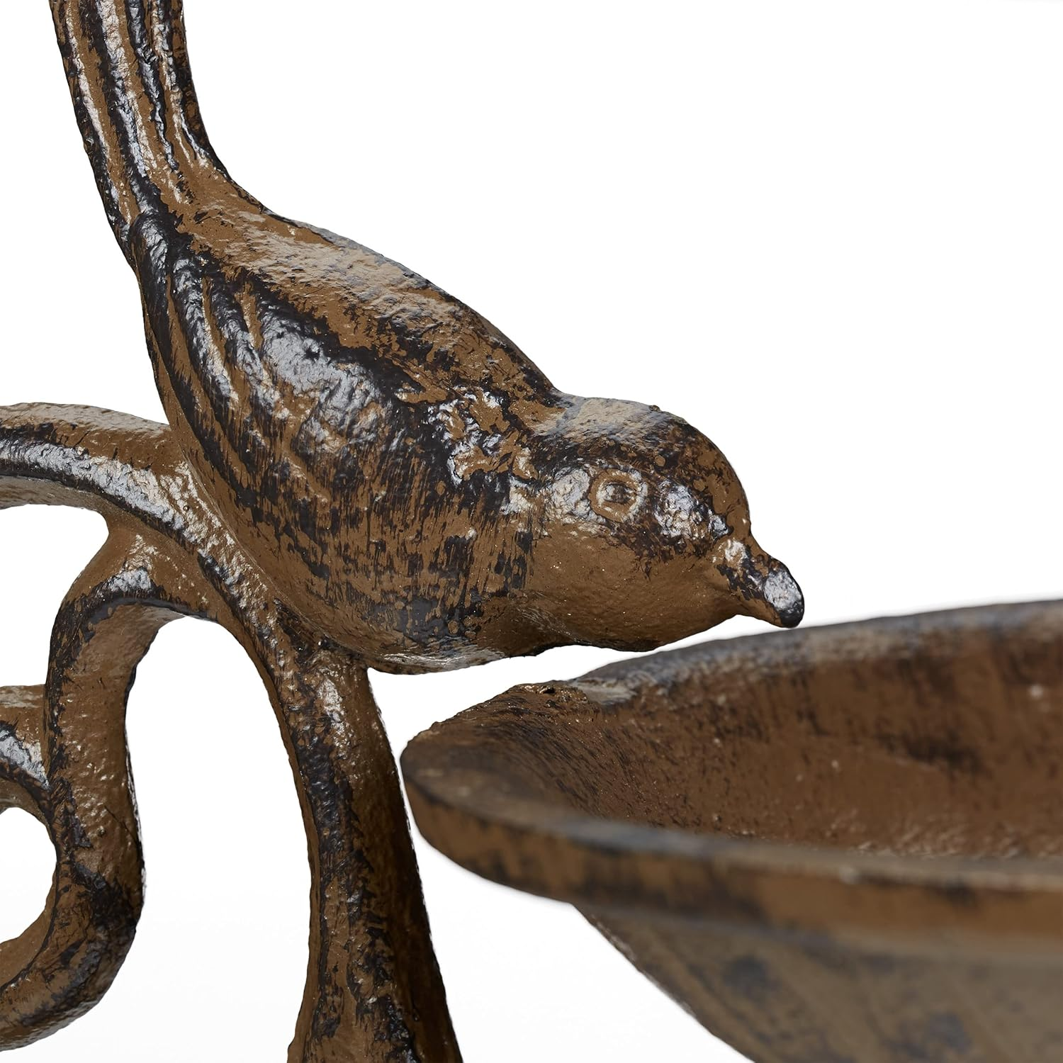 Relaxdays, Brown Cast Iron Hanging Bath with Welcome Sign, Garden Decor, Feeding Bowl, Font for Wild Birds - Bronze image number 6