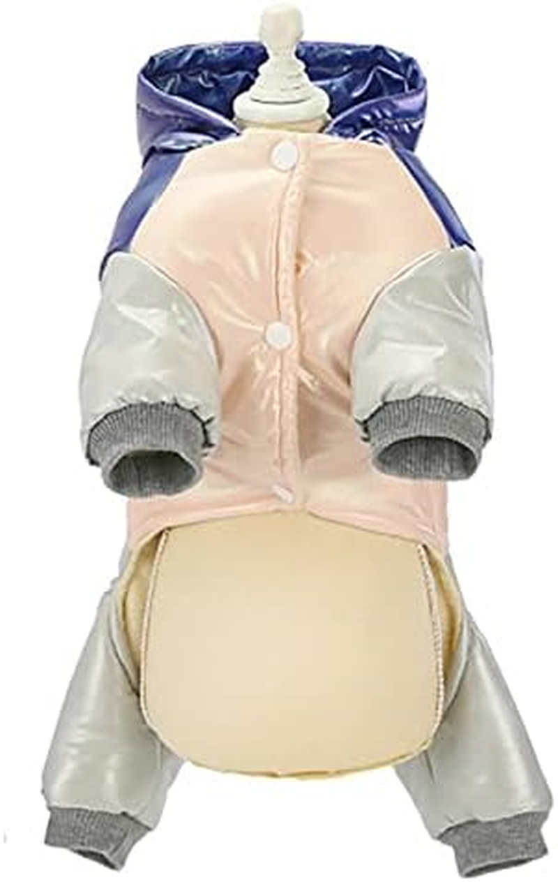 Izefia Dog Coat Windproof Jacket Cold Weather Coat 4 Legs Warm Dog Jumpsuit Winter Thick Clothes Waterproof Dog Coat for Small Dog Medium Cat Blue S