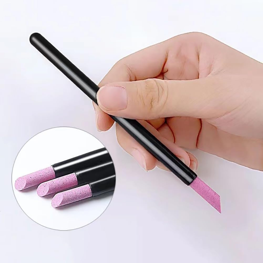 JIHUOO Cuticle File Stone Cuticle Pusher Sticks Nail Care Stone Cuticle Remover Trimmer Nail Polishing Pen Manicure Stick Tools 20Pcs image number 3