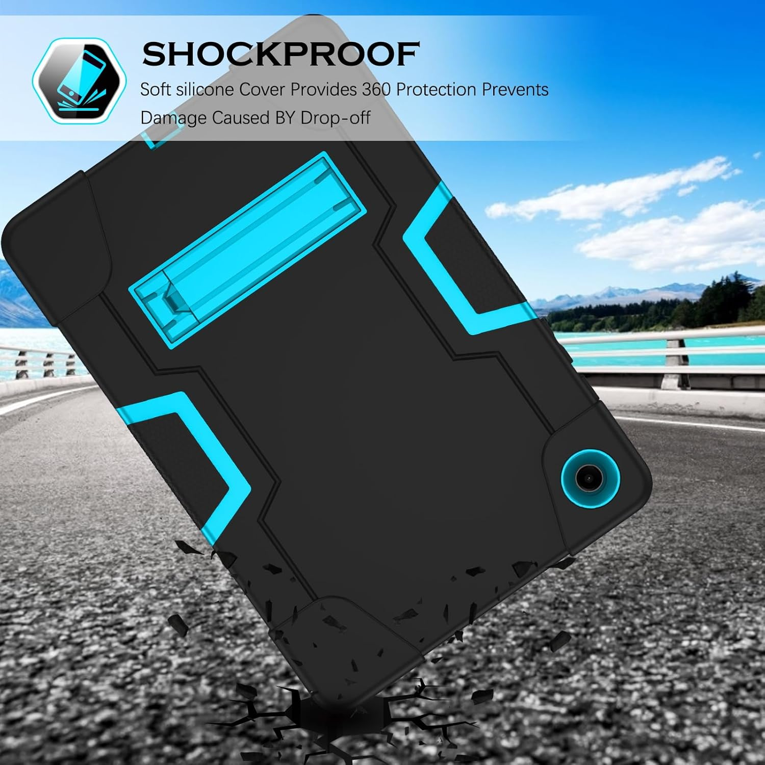 YINLAI for Samsung Galaxy Tab A9+ Case with Kickstand 11 Inch 2023 (SM-X210/X215/SM-X216), Galaxy Tab А9 plus Case for Kids, Heavy Duty Shockproof Protective Tablet Cover, Black Blue