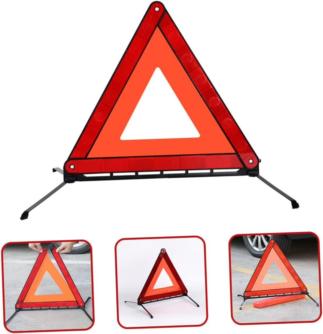 Warning Sign Tripod Foldable Reflective Triangle for Emergency Use Road Trip Essentials for Adults Ensuring Safety Reflective Design for Automotive Scenarios image number 1