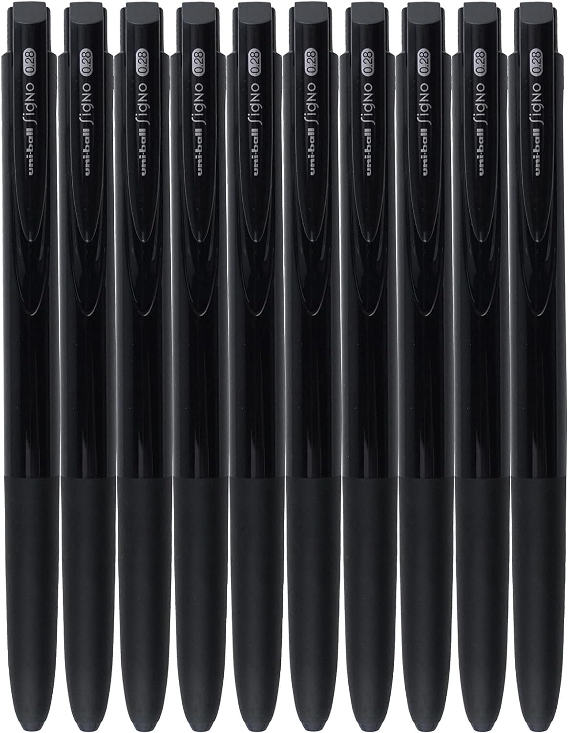 Signo Uni-Ball RT1, Retractable Gel Ink Pen,0.28Mm, Black Ink,10 Pcs with MIYABI Stationery Store Original Pen Case Set(Umn-155-28X10) image number 1