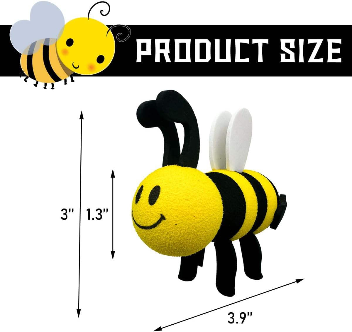 Bee Car Antenna Toppers, Automotive Roof Lovely Face Bumble Bee Antenna Balls Stickers Decor, EVA Funny Cute Honey Bee Antenna Hat for Vehicles, Universal Car Accessories (White) image number 1