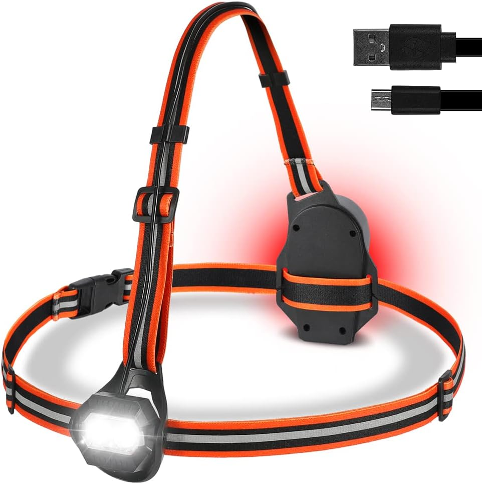 Eacam Outdoor Night Running Lights, Rechargeable Chest Light with Safety Warning,120&deg; Adjustable Waterproof Running Gear for Camping Running image number 4