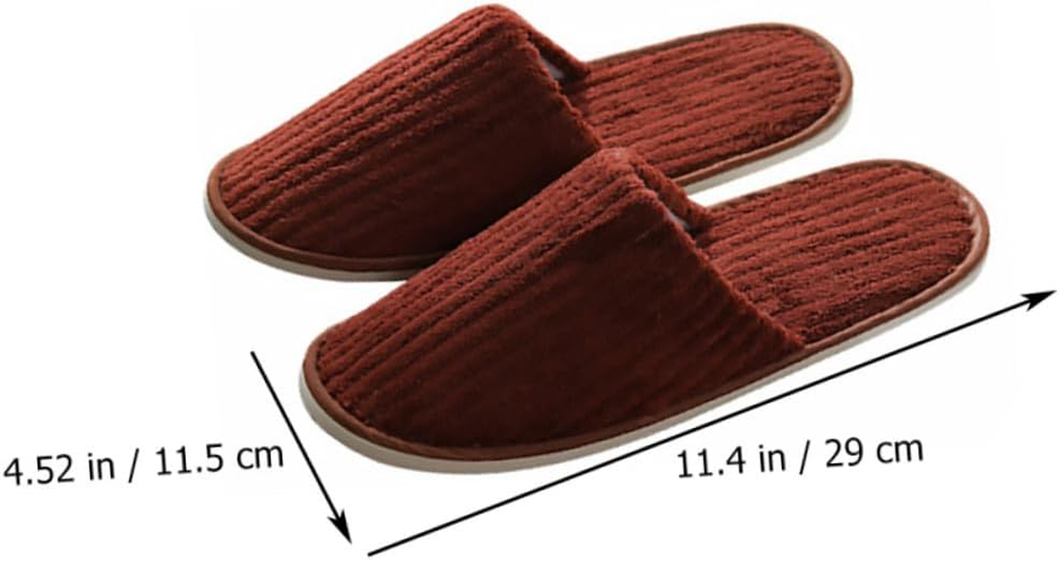 TOPPERFUN 2 Pairs Non Disposable Thick Household Slippers Coffee Color Guest Accessories Lightweight Warm Breathable Indoor Footwear for Families and Visitors image number 3