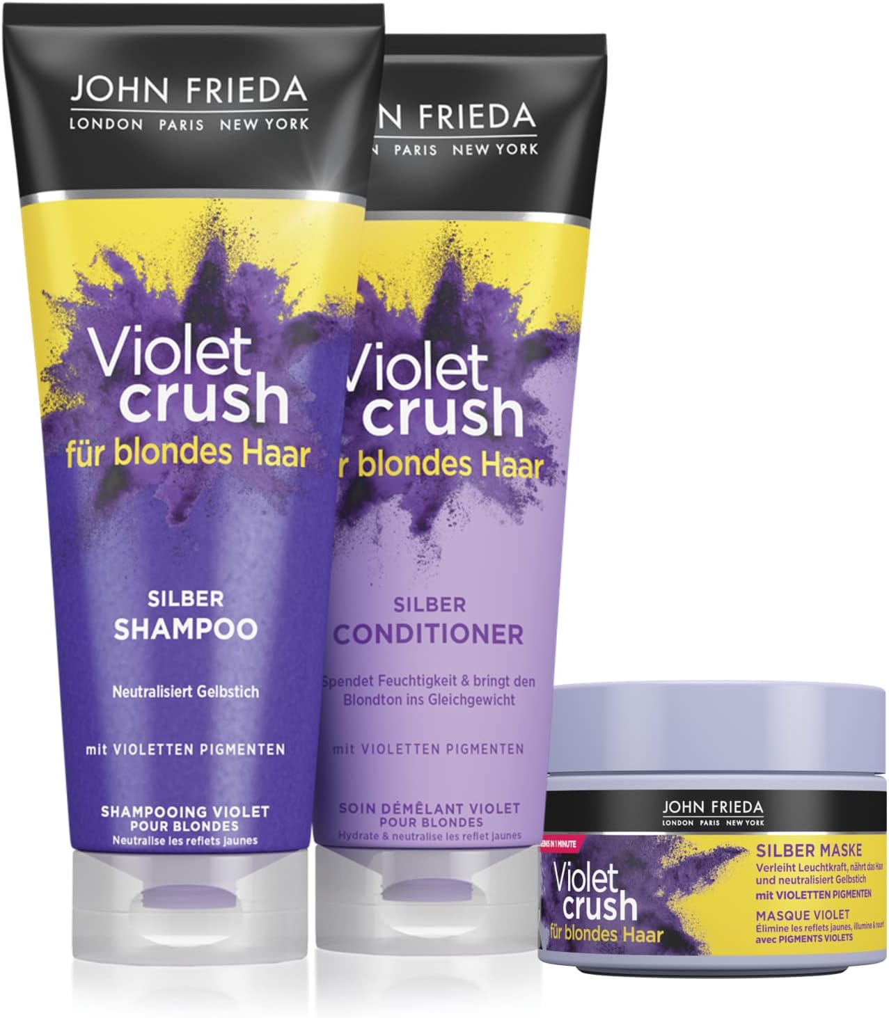 John Frieda Violet Crush Intensive Silver Shampoo - Anti-Yellowing - Also against Orange Tones - with Purple Pigments 250Ml image number 2