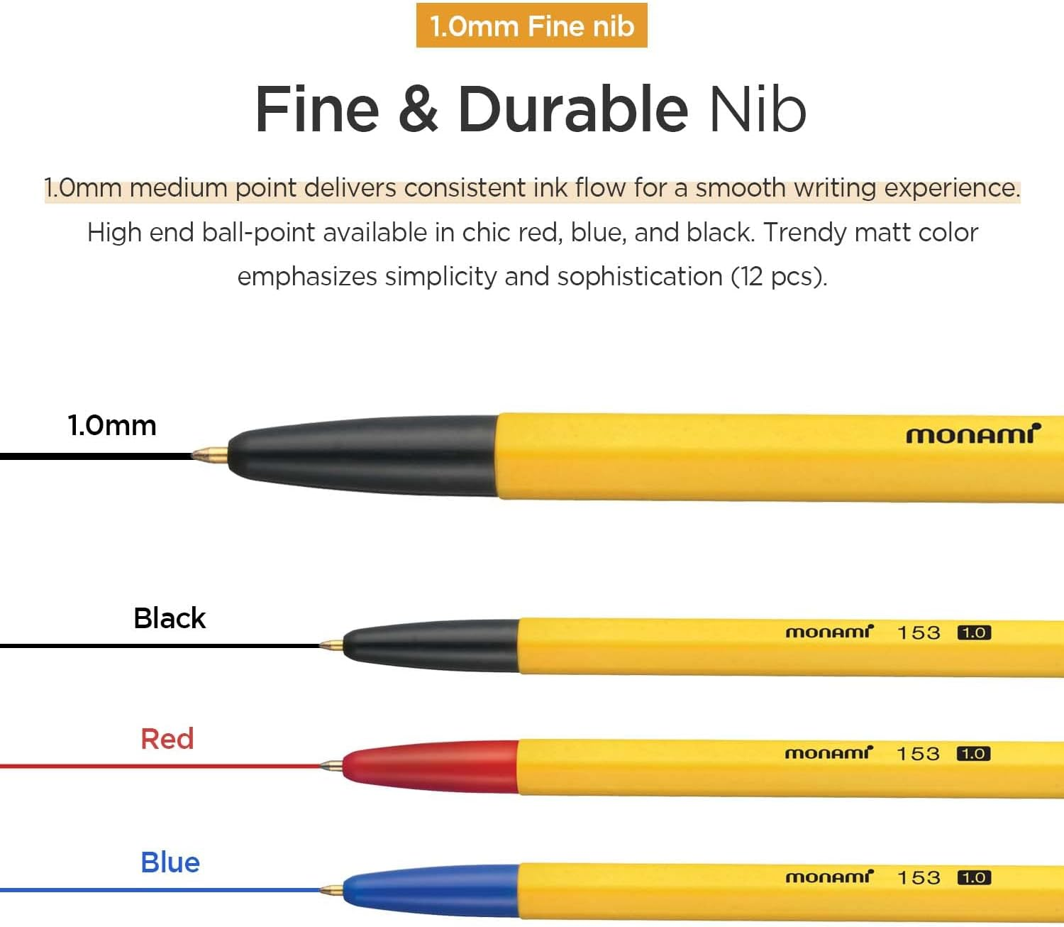 Monami New Releases 153 Ballpoint Pen 1.0 Mm Dozen Box Black Ink image number 5