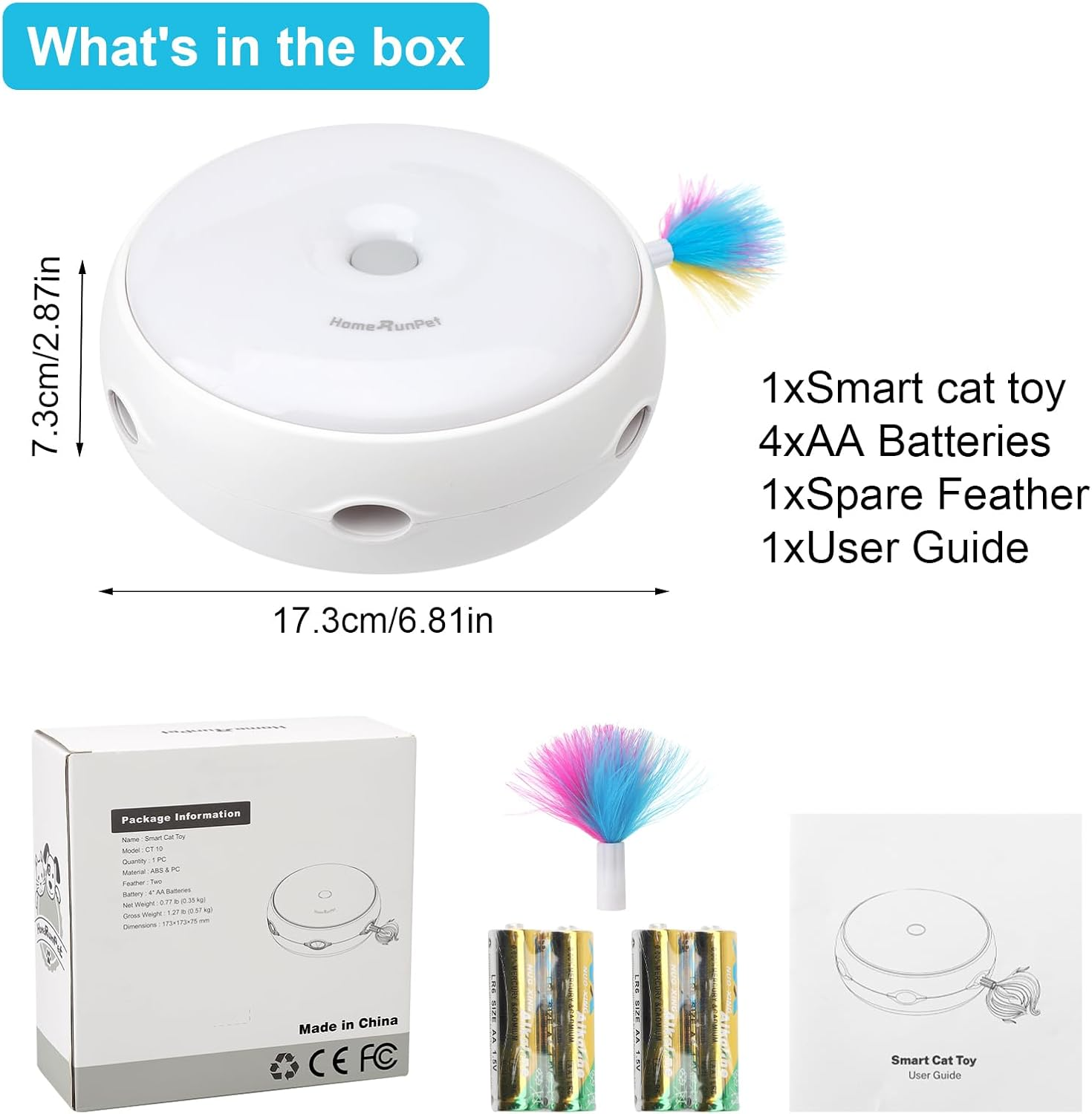 HENGBIRD Cat Toy Self-Employment, Intelligent Light, Interactive Cat Toy with Feathers, Mute Intelligent Teaser Toy image number 1