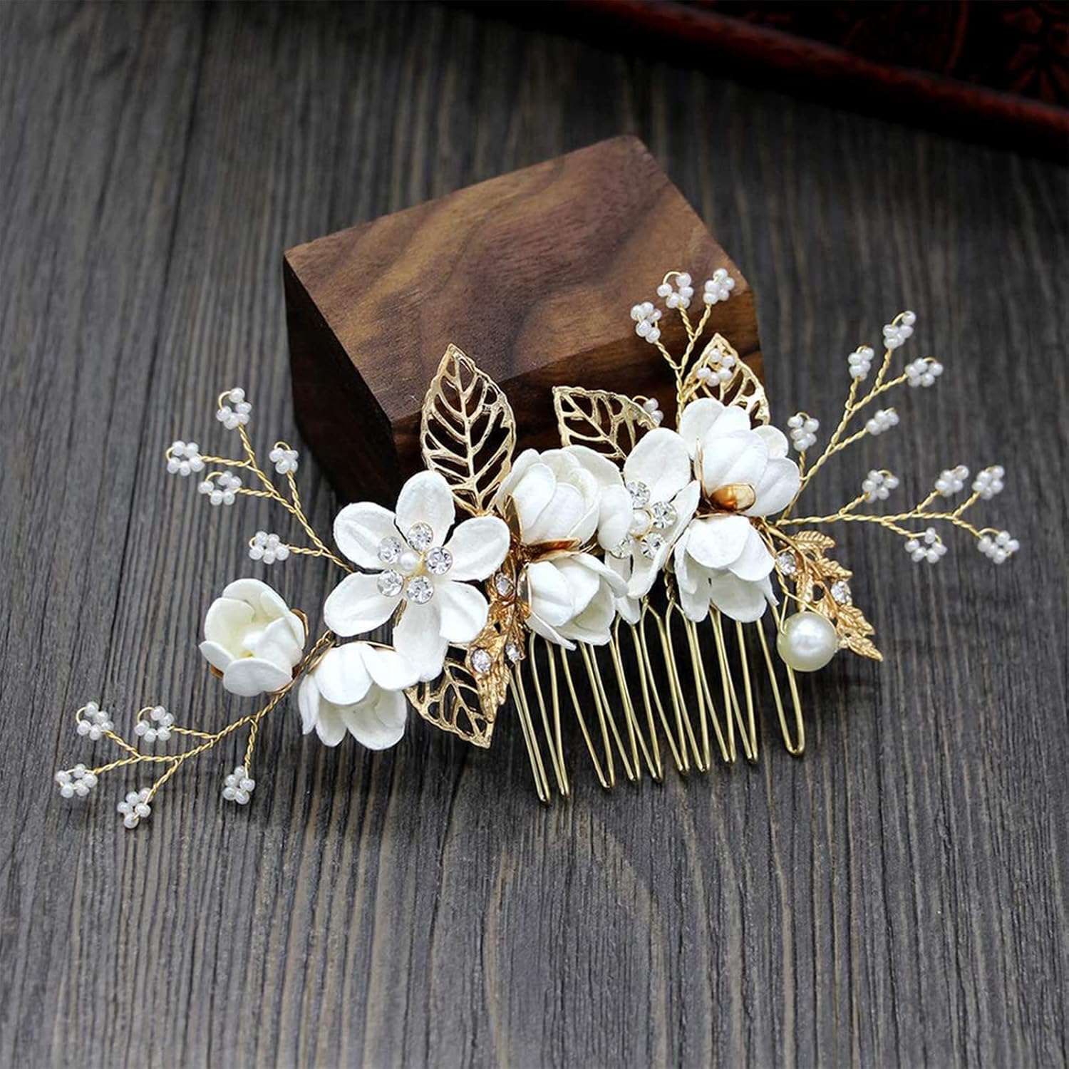 4 Pieces Durable Hair Comb Wedding Bridesmaids Wedding Hair Accessories Hair Comb for Bridal Accessories for Bridesmaids or Flower Girls, Simple and Generous (White) image number 1